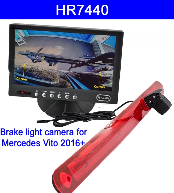 7 inch colour dash mount monitor and Mercedes Vito 2016+ brake light reversing camera.
